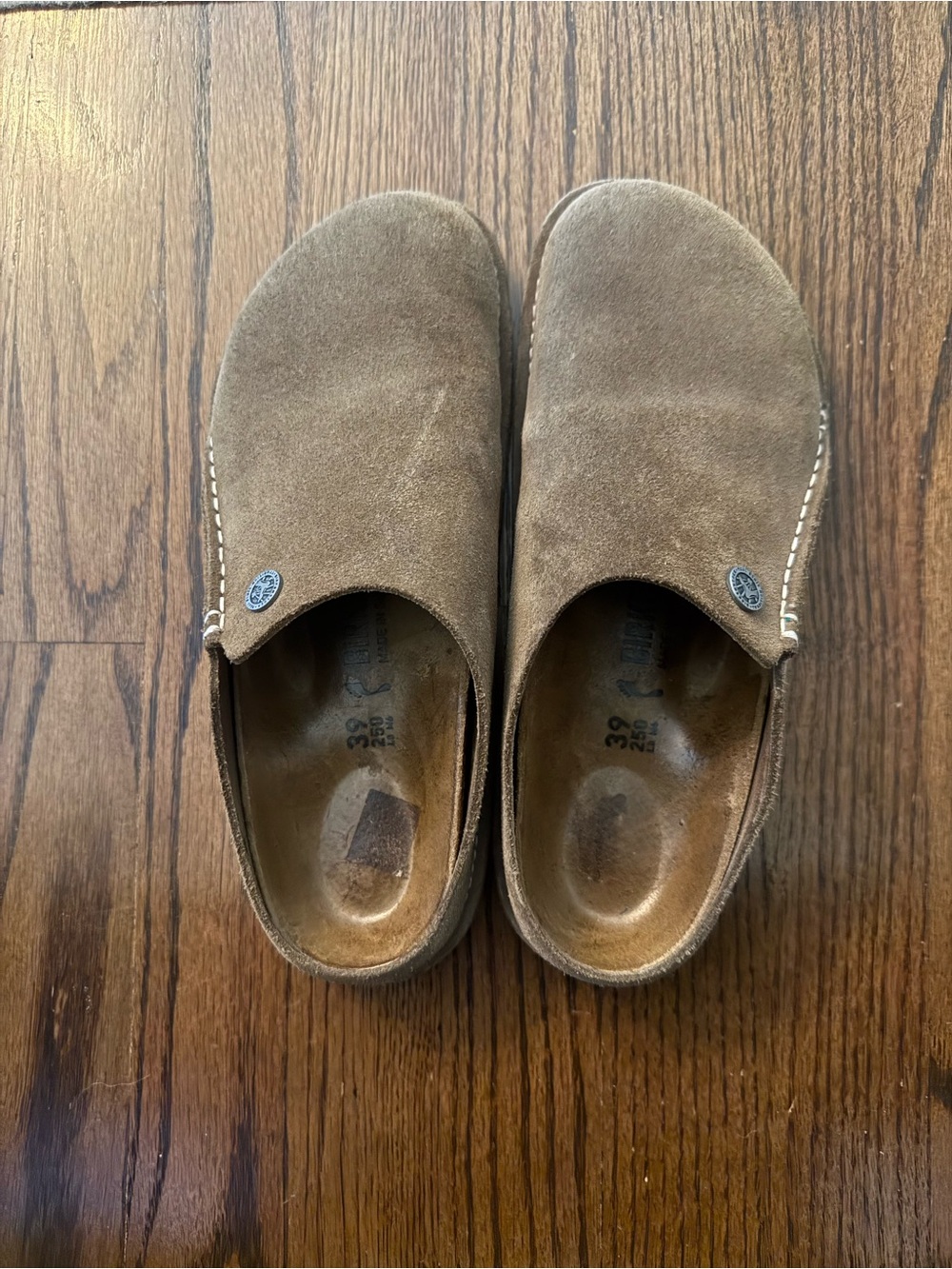 Birkenstock Taupe/Brown Suede Slip-On Clogs
